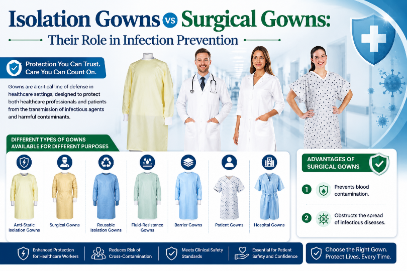 Isolation Gowns vs Surgical Gowns: Their Role in Infection Prevention